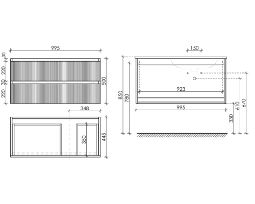 Тумба под раковину Sancos SNOB R 100x50 Doha Soft