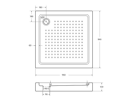 Поддон акриловый Cezares TRAY-A-A-95-15-W Поддон акриловый Cezares TRAY-A-A-95-15-W