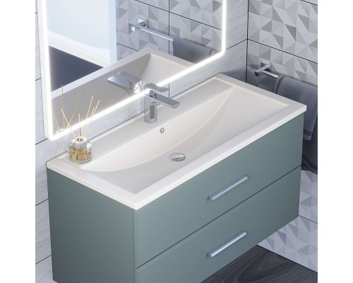 Раковина для ванной кварцевая Uperwood Foster Quartz 100х45,5х17,5, белая матовая, жасмин