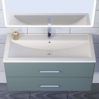 Раковина для ванной кварцевая Uperwood Foster Quartz 100х45,5х17,5, белая матовая, жасмин