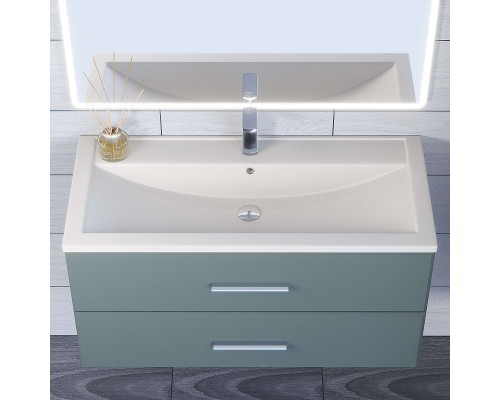 Раковина для ванной кварцевая Uperwood Foster Quartz 100х45,5х17,5, белая матовая, жасмин