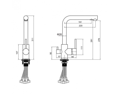 Смеситель для кухни c подключением фильтра питьевой воды Rimero RM4399GO Золото