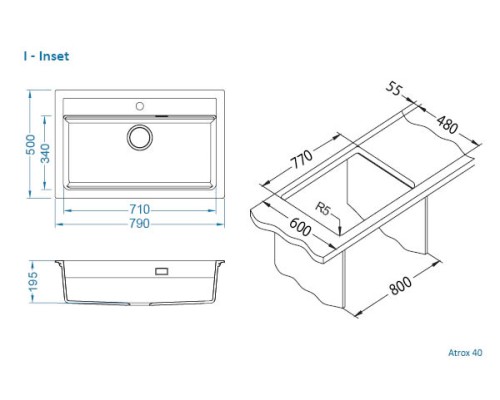 Мойка каменная 79х50 Alveus Atrox 1140445 бежевая