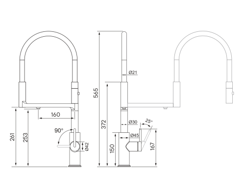 Смеситель для кухни Paulmark Tornado To213402-CR Хром Черный
