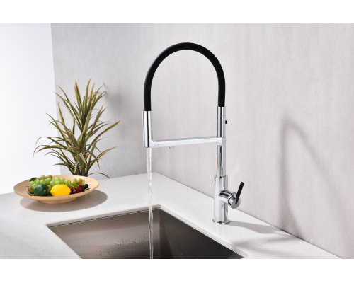 Смеситель для кухни Paulmark Tornado To213402-CR Хром Черный