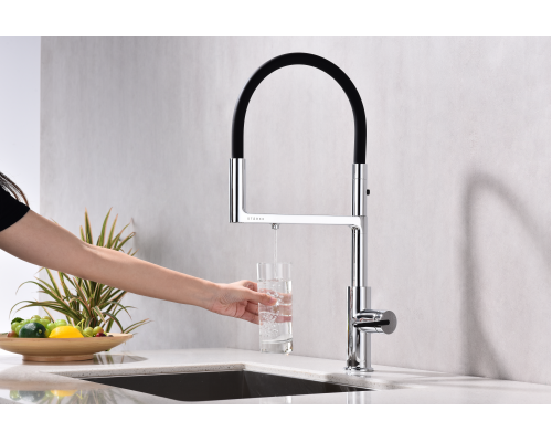 Смеситель для кухни Paulmark Tornado To213402-CR Хром Черный