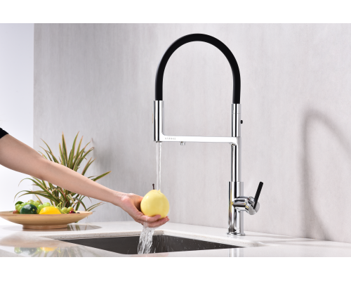 Смеситель для кухни Paulmark Tornado To213402-CR Хром Черный