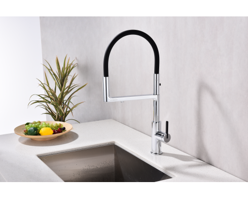 Смеситель для кухни Paulmark Tornado To213402-CR Хром Черный