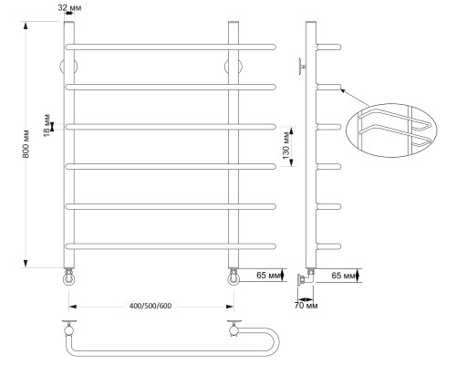 Полотенцесушитель латунный Secado Венеция 2 40х80, водяной, бронза