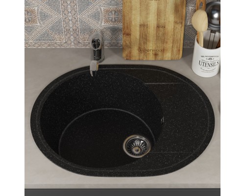 Кухонная мойка из искусственного камня Uperwood ECON UPD-107-004, овальная, черная матовая