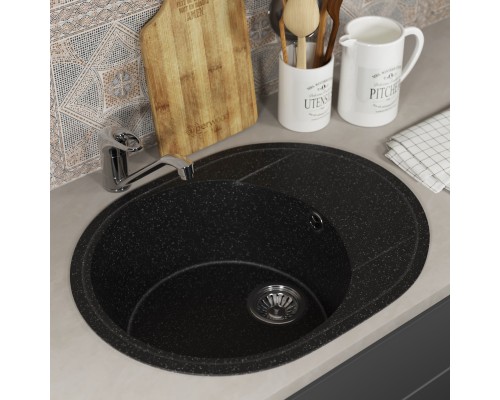 Кухонная мойка из искусственного камня Uperwood ECON UPD-107-004, овальная, черная матовая