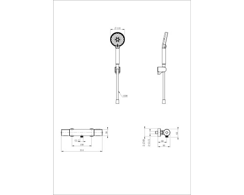Смеситель для душа с термостатом Wonzon&Woghand, Хром