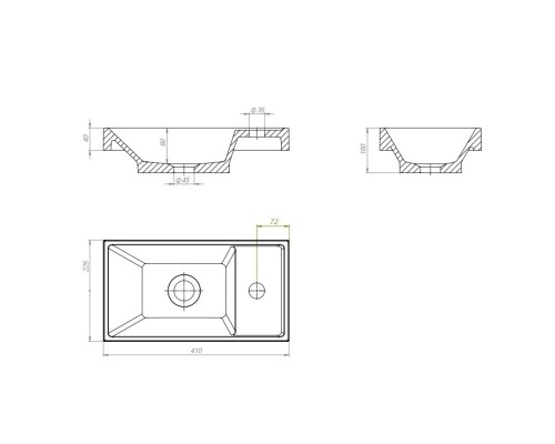 Раковина для ванной 40 см, Uperwood Classic New, белая глянцевая, с накладкой для слива