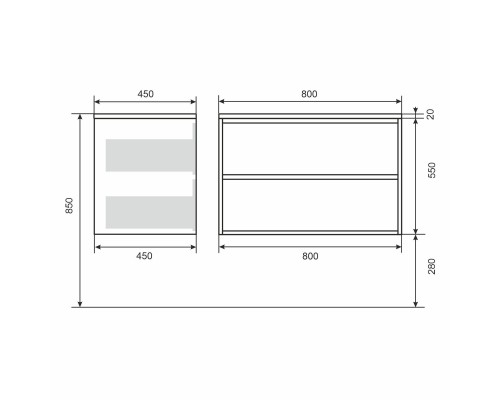 Тумба с раковиной 80 см, Uperwood Next Premium, белая, 2 ящика