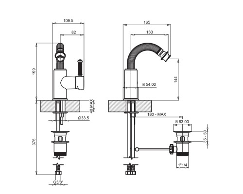 Смеситель для биде Cezares APHRODITE-BS2-02-Bi