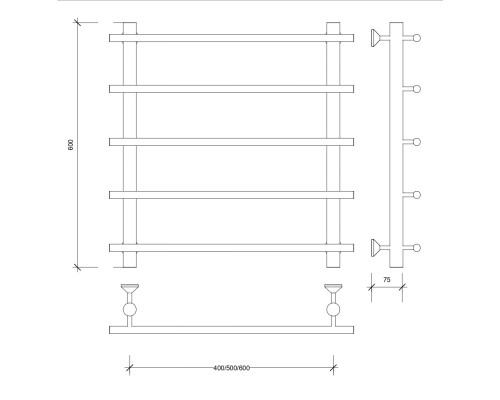 Полотенцесушитель латунный Secado Турин 1 60х40х50, водяной, бронза