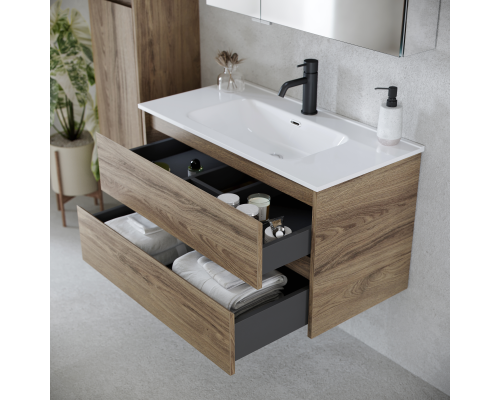 Тумба под раковину SANCOS Libra 1190х450х500, c двумя ящиками, дуб чарльстон