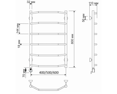 Полотенцесушитель латунный Secado Агата 1 60х80, электрический R, бронза