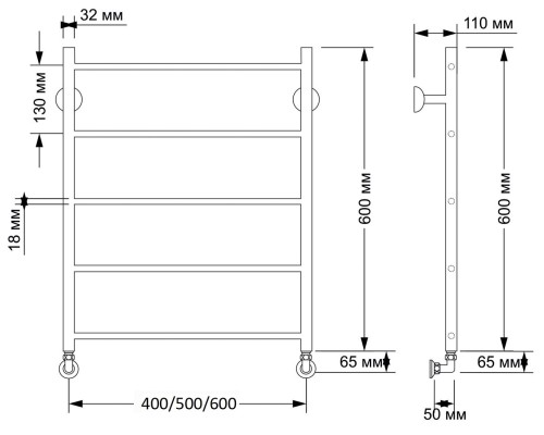 Полотенцесушитель латунный Secado Триада 1 40х60, водяной, бронза