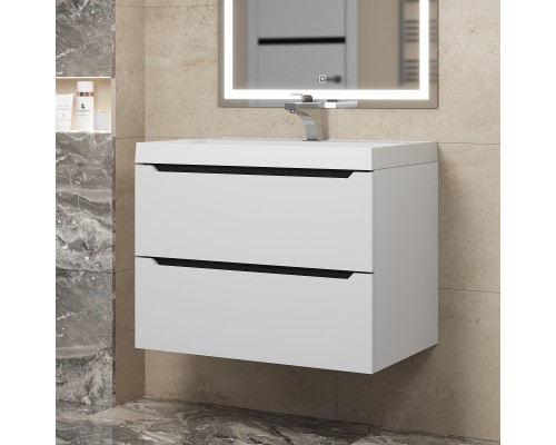 Тумба с раковиной Uperwood Tanos 70 см, белая/графит