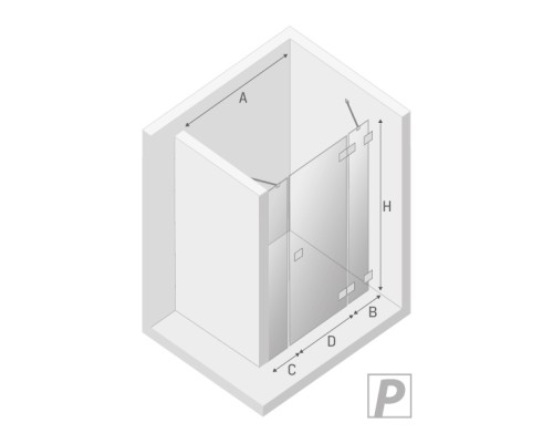 Дверь в нишу NEW TRENDY EVENTA PLUS R 130x200 хром