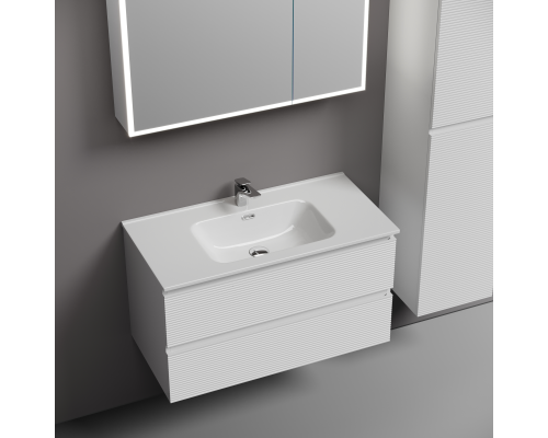 Тумба под раковину подвесная Sancos Folk 89х44х50, с доводчиками, Bianco, FL90W