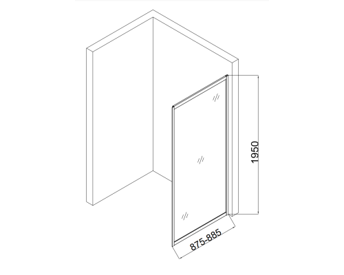 Душевая боковая стенка напольная Taliente 90x195см, прозр.стекло 6мм, хром