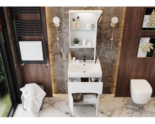 Зеркальный шкаф Onika Неаполь 60.01 R 206064 с подсветкой Белый