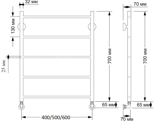 Полотенцесушитель латунный Secado Триада 1 плюс 40х70, водяной, бронза
