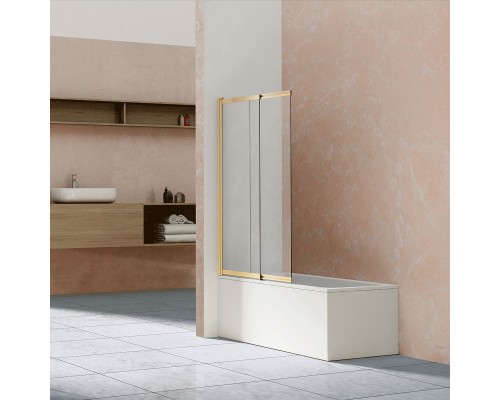 Душевая шторка на ванну Vincea VSB-1E10CLG, 100x1450, браш золото, стекло прозрачное