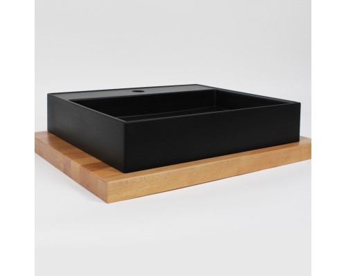 Раковина для ванной накладная 50 см, Uperwood Tanos Quartz, прямоугольная, черная, "уголь"