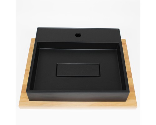 Раковина для ванной накладная 50 см, Uperwood Tanos Quartz, прямоугольная, черная, "уголь"