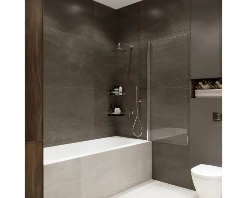 Стеклянная штора на ванну RX15070CCR-24 Reflexion 150х70см Slider закаленное стекло