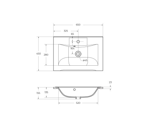 Раковина из искусственного мрамора BelBagno BB650/450-LV-MR-PR