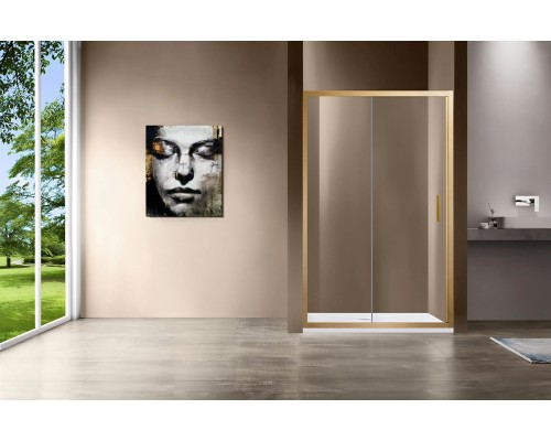 Душевая дверь Vincea Garda VDS-1G125CLG, 1250, брашированное золото, стекло прозрачное