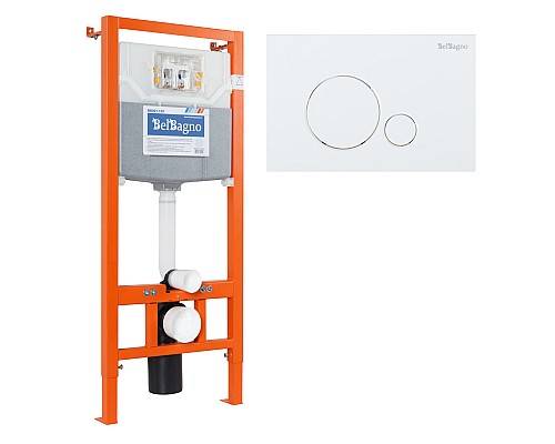 Инсталляция BelBagno BB001-120/BB014-SR-BIANCO с Белой клавишей смыва Инсталляция BelBagno BB001-120/BB014-SR-BIANCO с Белой клавишей смыва