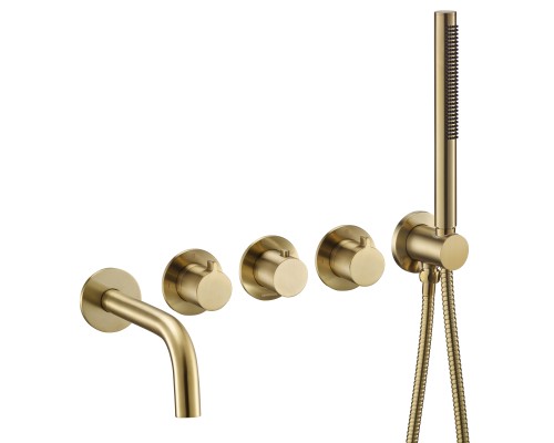 Смеситель термостатический для ванны встраиваемый Benesque Lumiere 11011704 латунь брашированная