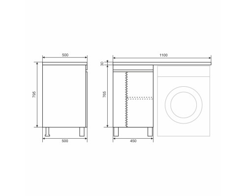 Тумба под стиральную машину напольная Uperwood Magenta 45х50х76,5 см, белая, с дверцами
