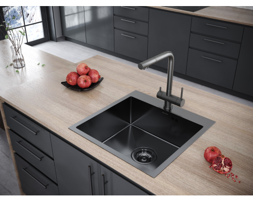 Кухонная мойка Paulmark Brim 59 PM215951-GM Вороненая сталь