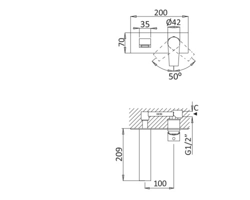 Смеситель на раковину Cezares NAUTIC-BLI-01-W0
