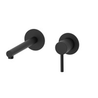 Встраиваемый в стену однорычажный смеситель для раковины AQG Stick, черный матовый