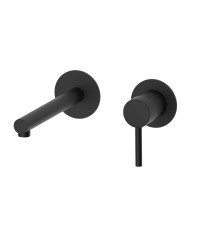 Встраиваемый в стену однорычажный смеситель для раковины AQG Stick, черный матовый