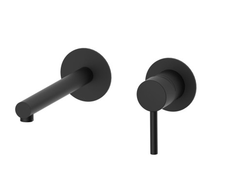 Встраиваемый в стену однорычажный смеситель для раковины AQG Stick, черный матовый