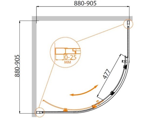 Дверь в проём Cezares MOLVENO-R-1-90-C-Cr-IV