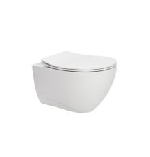 Безободковый подвесной  унитаз Кинг Лайн (King Line) 52 cm с крышкой Ринг Слим (Ring Slim)