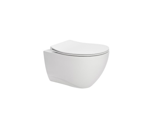 Безободковый подвесной  унитаз Кинг Лайн (King Line) 52 cm с крышкой Ринг Слим (Ring Slim)