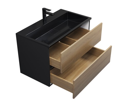 Раковина для ванной 80 см, Uperwood Barsa, черная глянцевая