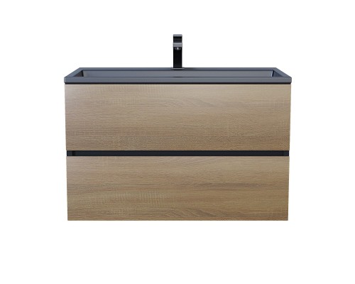 Раковина для ванной 80 см, Uperwood Barsa, черная глянцевая