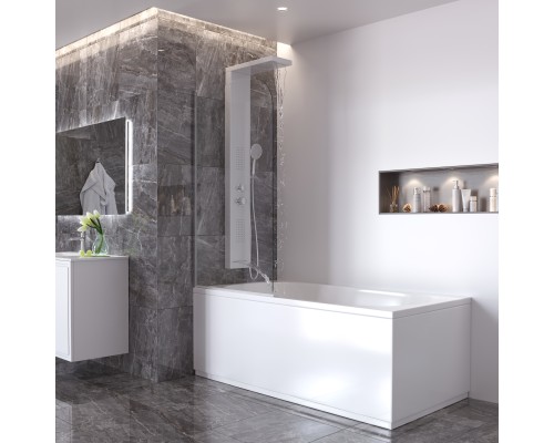 Душевая панель Taliente S04C, нерж. сталь, 150x20, хром, каскадный излив, верхний каскад