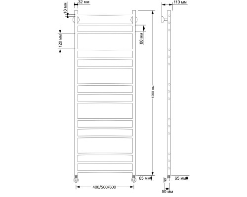 Полотенцесушитель латунный Secado Триада 3 40х120, водяной, бронза
